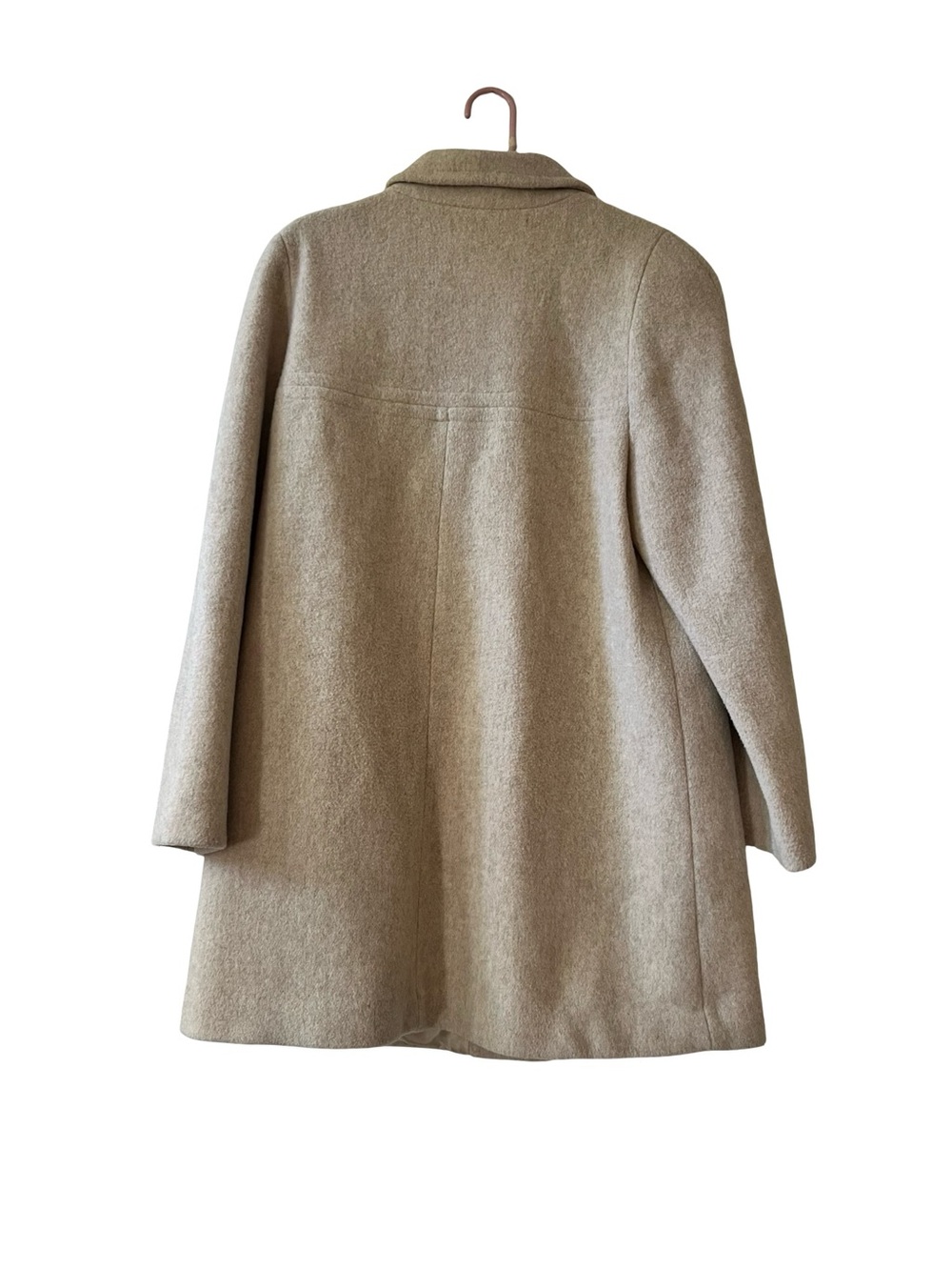 London Fog Women’s Wool Blend Coat Size 12 Beige Minimalist Button Front Jacket - Picture 3 of 4